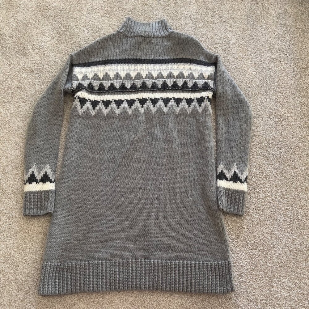 American Eagle Wool Blend Fair Isle Turtleneck Knit Gray Sweater Dress Medium - Picture 7 of 8